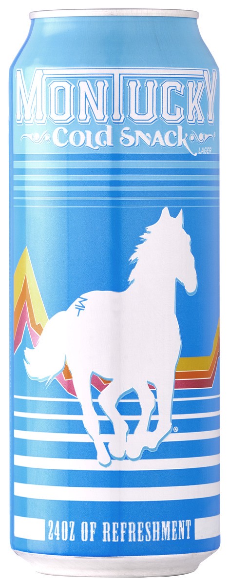 slide 1 of 9, Montucky Cold Snacks Lager 24oz Can, 24 fl oz