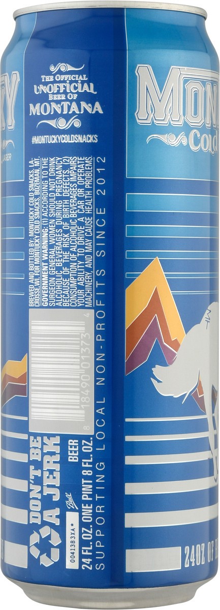 slide 2 of 9, Montucky Cold Snacks Lager 24oz Can, 24 fl oz