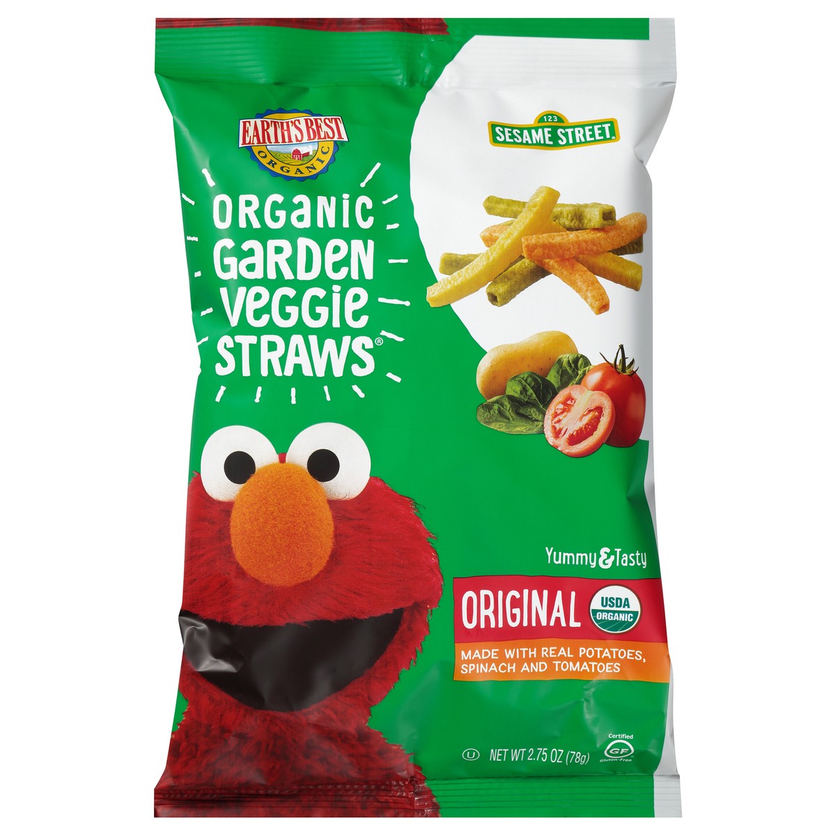 slide 1 of 7, Earth's Best Organic Garden Veggie Straws Sesame Street Original Snacks 2.75 oz. Bag, 2.75 oz