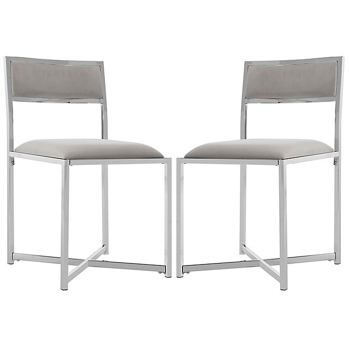 slide 1 of 4, Safavieh Menken Chrome Side Chair - Grey/Chrome, 2 ct