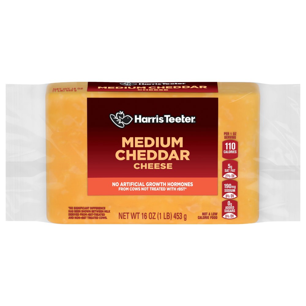 slide 1 of 2, Harris Teeter Medium Cheddar Cheese, 16 oz
