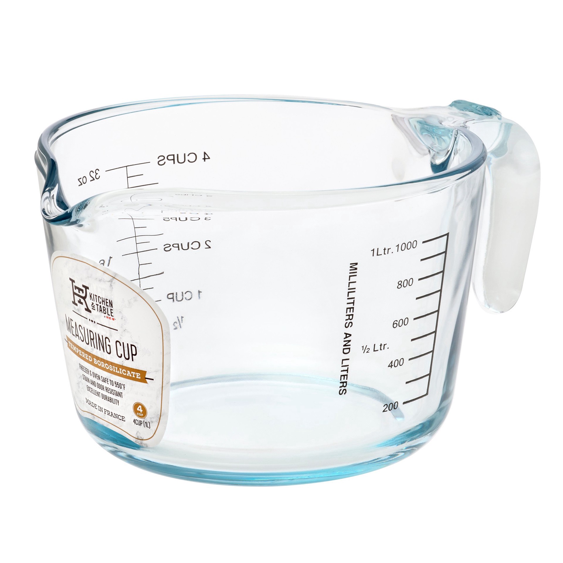 slide 1 of 1, Kitchen & Table by H-E-B Tempered Borosilicate Measuring Cup, 4 cups