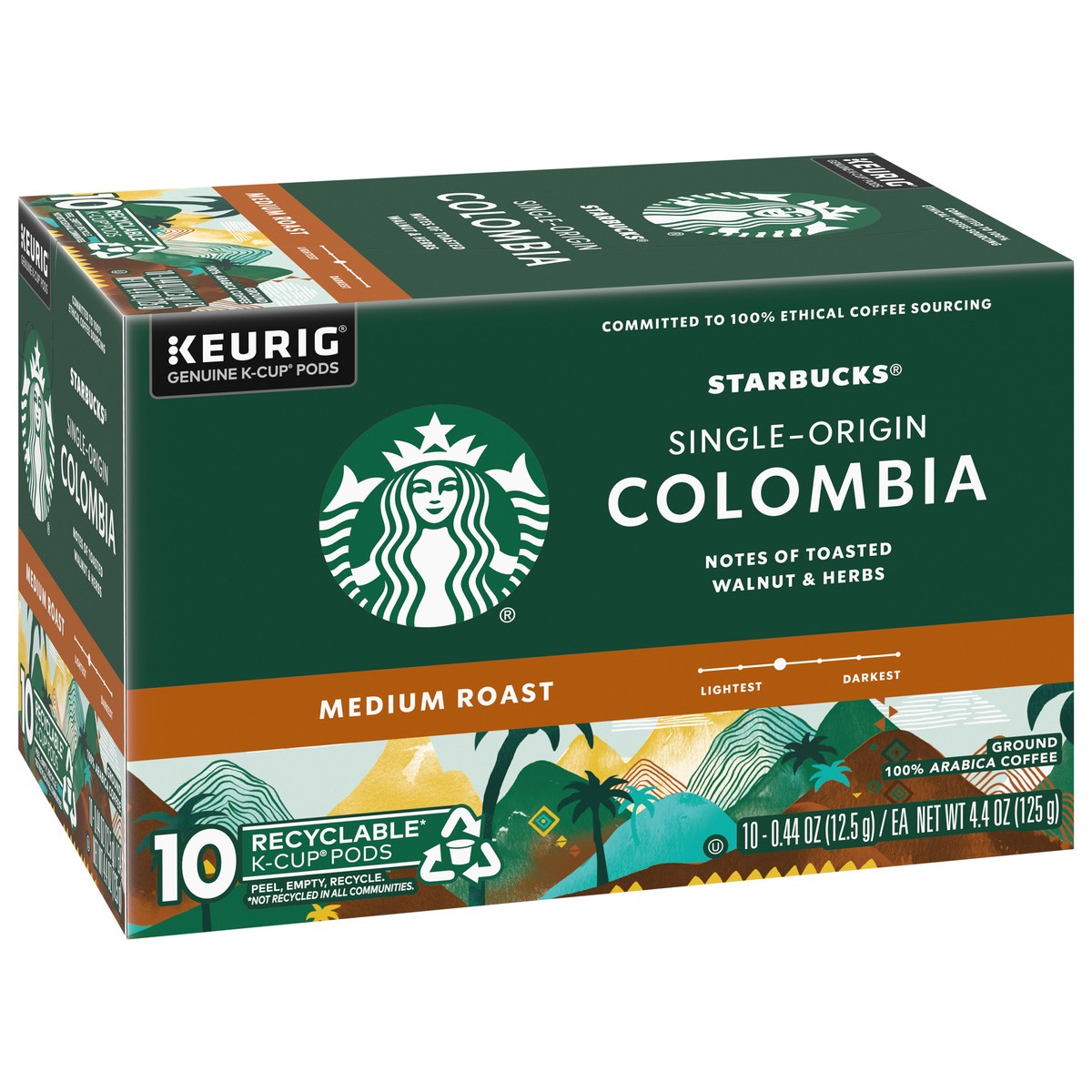 slide 10 of 12, Starbucks K-Cup Pods Medium Roast Ground Colombia Coffee ea - 10 ct, 10 ct