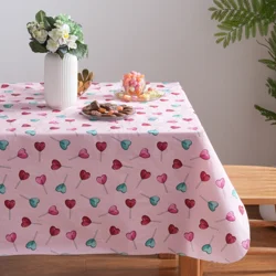 Meijer Corporate Seasonal MCS Val Heart Candy Peva Tablecloth, 60 in x 84 in