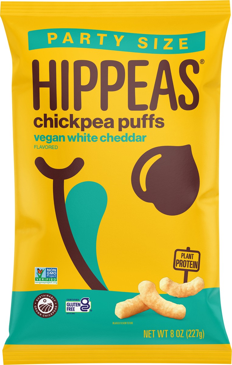 slide 2 of 3, HIPPEAS Non-GMO Vegan White Cheddar, 8oz, 8 oz