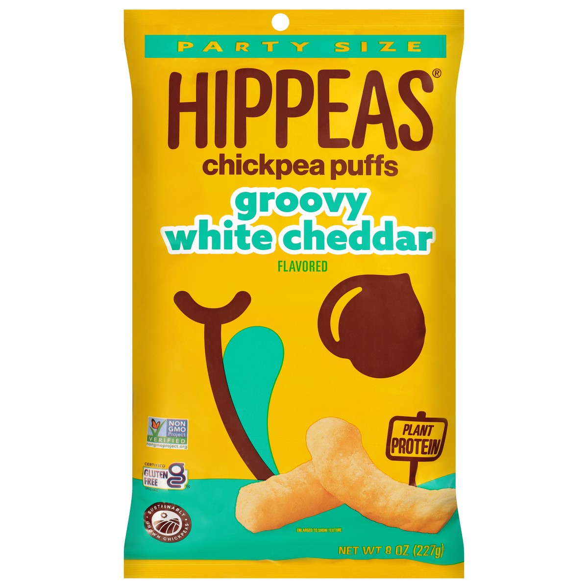 slide 1 of 3, HIPPEAS Non-GMO Vegan White Cheddar, 8oz, 8 oz