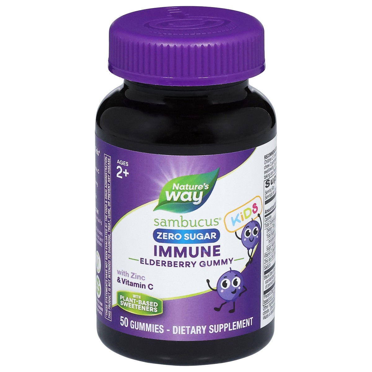 slide 3 of 15, Nature's Way Zero Sugar Ages 2+ Kids Sambucus Elderberry 50 Gummies, 50 ct