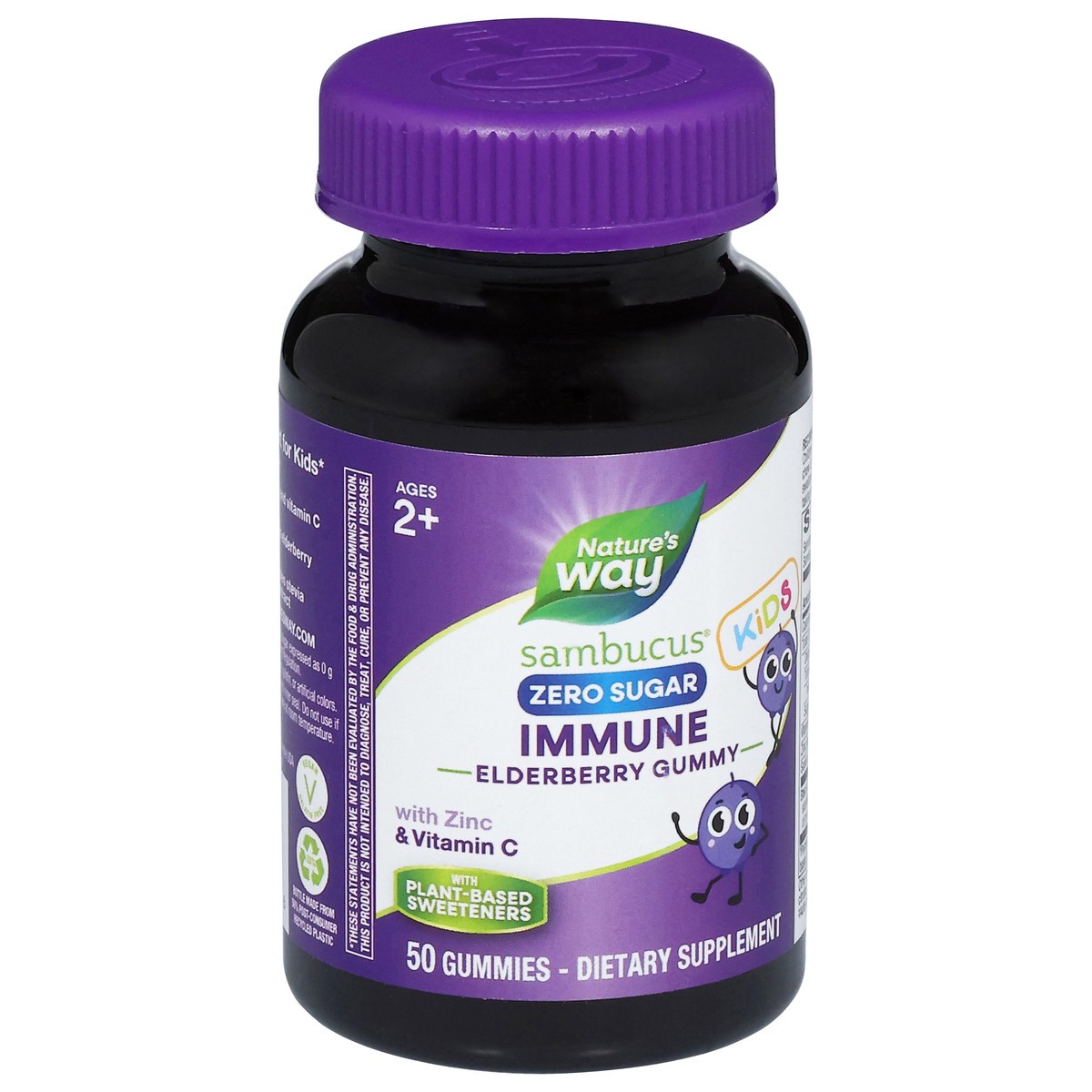 slide 10 of 15, Nature's Way Zero Sugar Ages 2+ Kids Sambucus Elderberry 50 Gummies, 50 ct