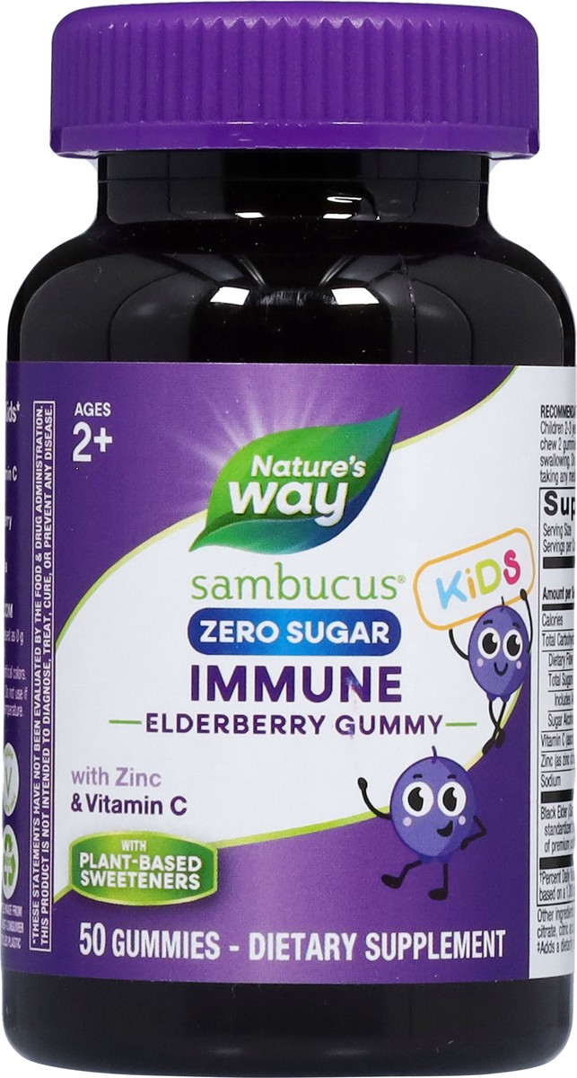 slide 14 of 15, Nature's Way Zero Sugar Ages 2+ Kids Sambucus Elderberry 50 Gummies, 50 ct