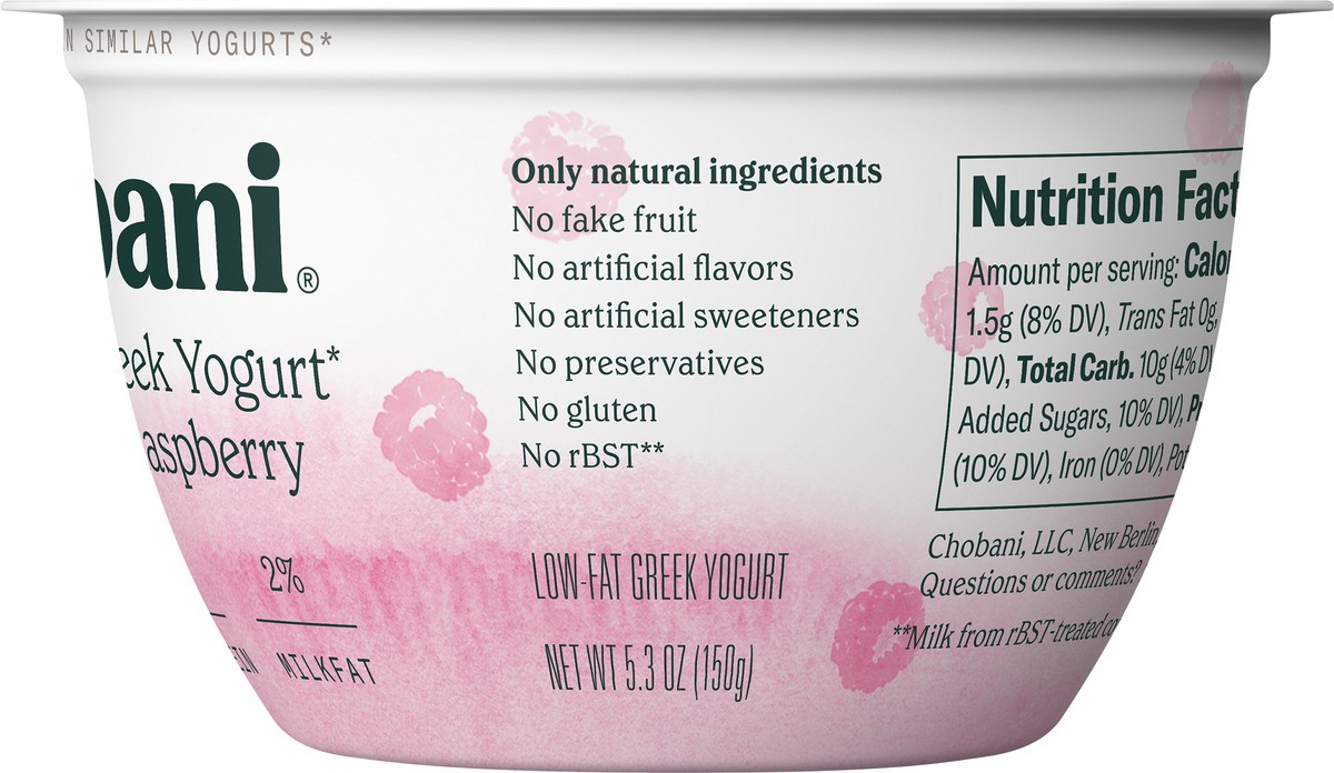 slide 6 of 6, Chobani Raspberry Less Sugar Greek Yogurt, 5.3 oz