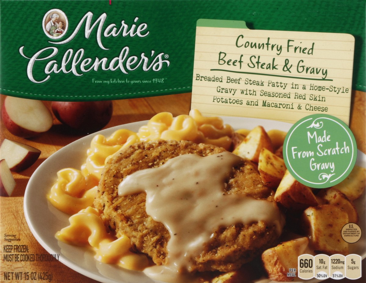 slide 2 of 4, Marie Callender's Frozen Dinner, Country Fried Beef Steak & Gravy, 15 Ounce, 15 oz