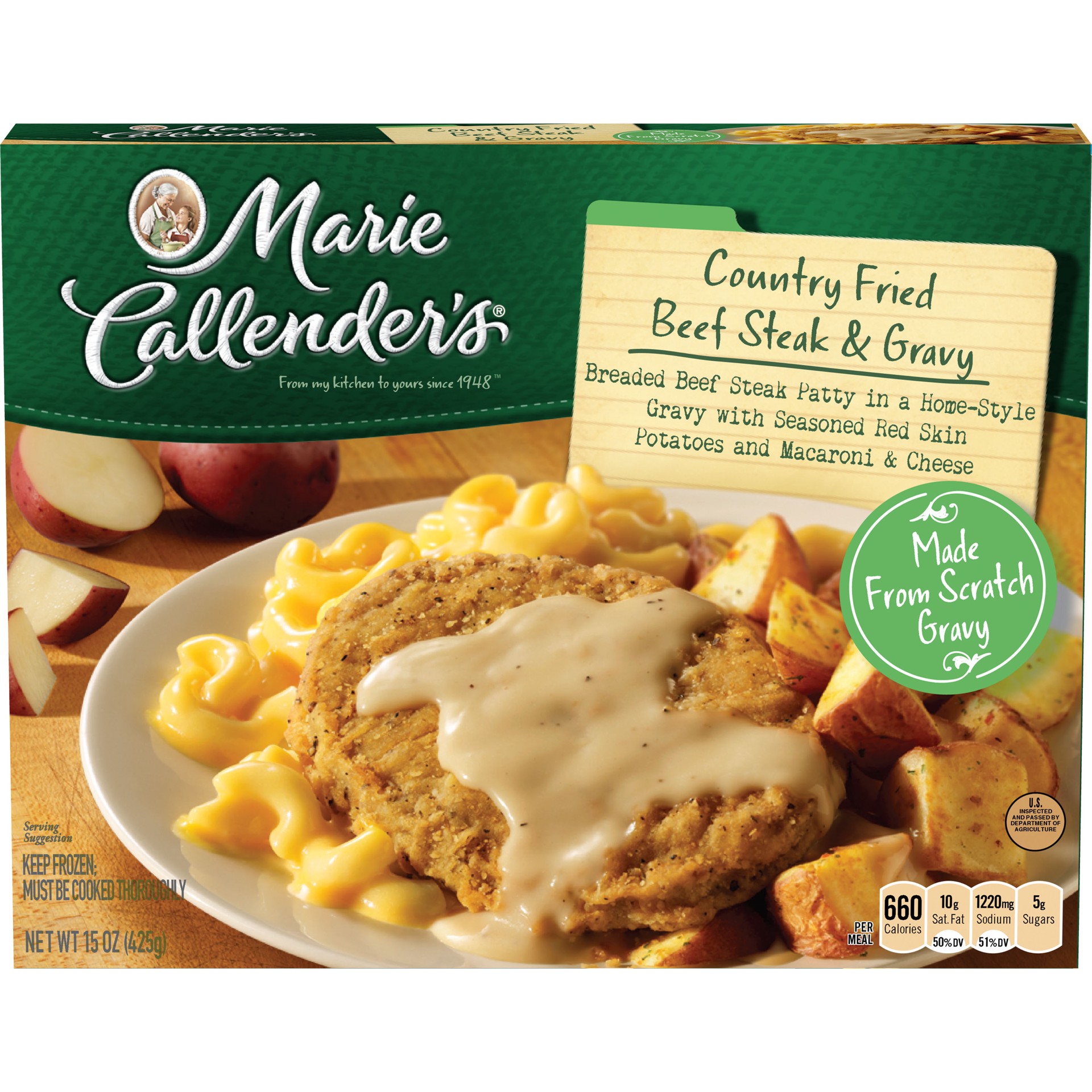 slide 1 of 4, Marie Callender's Frozen Dinner, Country Fried Beef Steak & Gravy, 15 Ounce, 15 oz