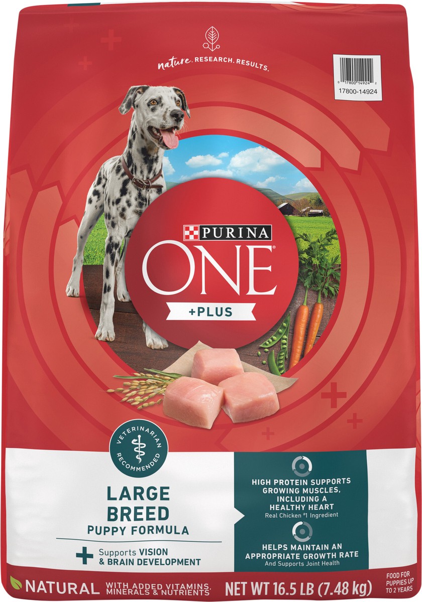 slide 5 of 9, ONE Purina ONE Plus Large Breed Puppy Food Dry Formula, 16.5 lb