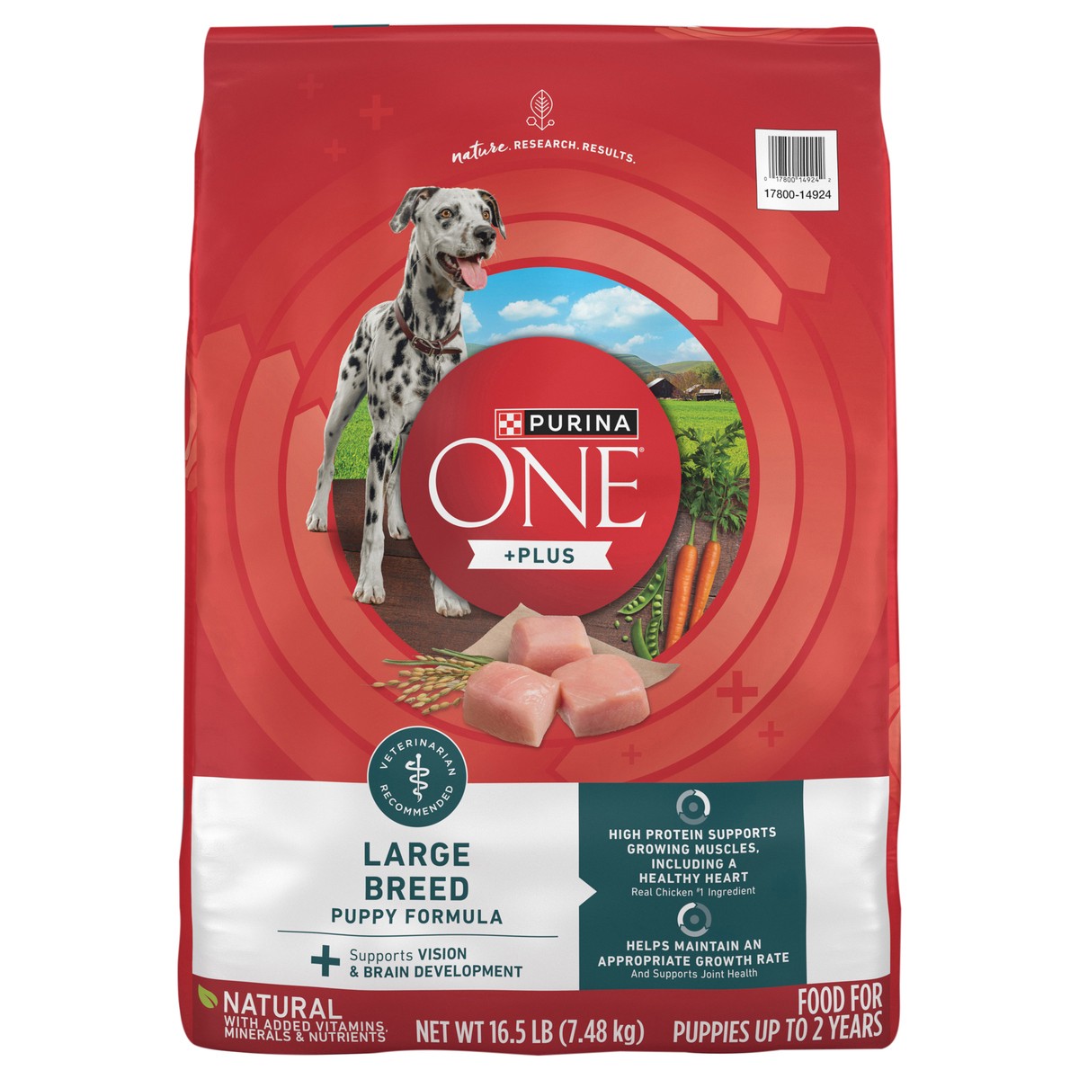 slide 1 of 9, Purina ONE Plus Large Breed Puppy Food Dry Formula - 16.5 lb. Bag, 16.5 lb