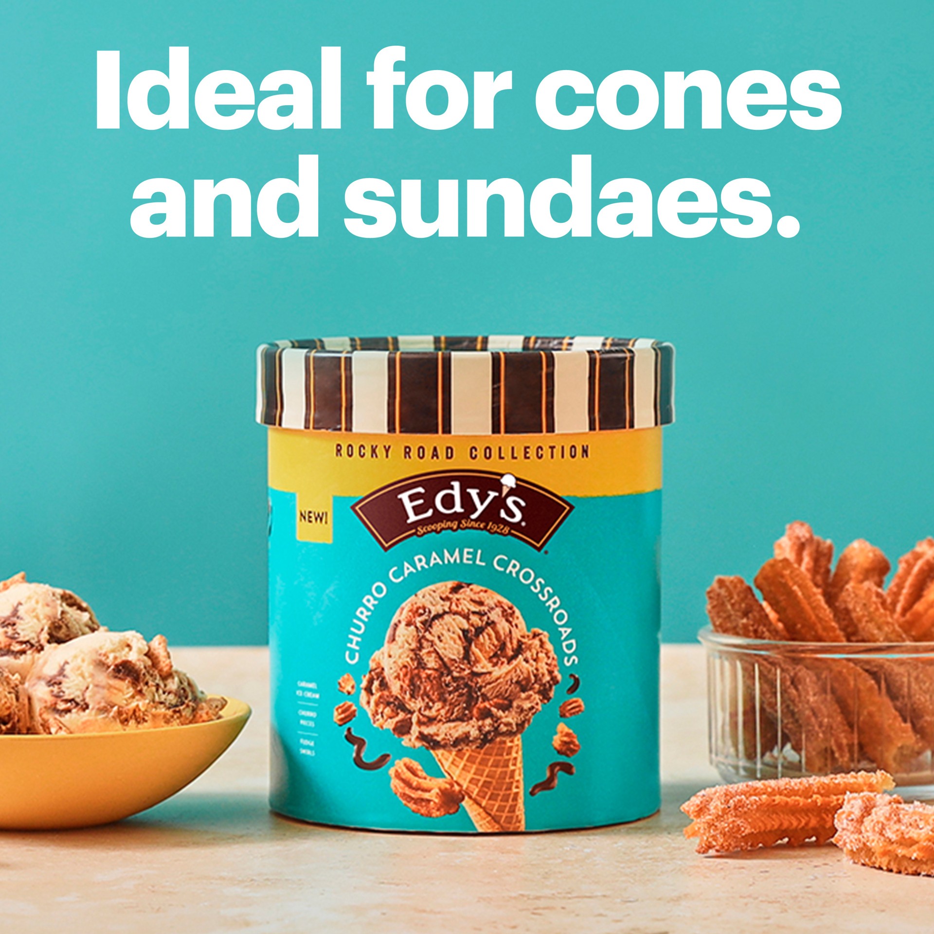 slide 2 of 5, Dreyer's Churro Caramel Crossroads Ice Cream 1.5 qt, 48 oz