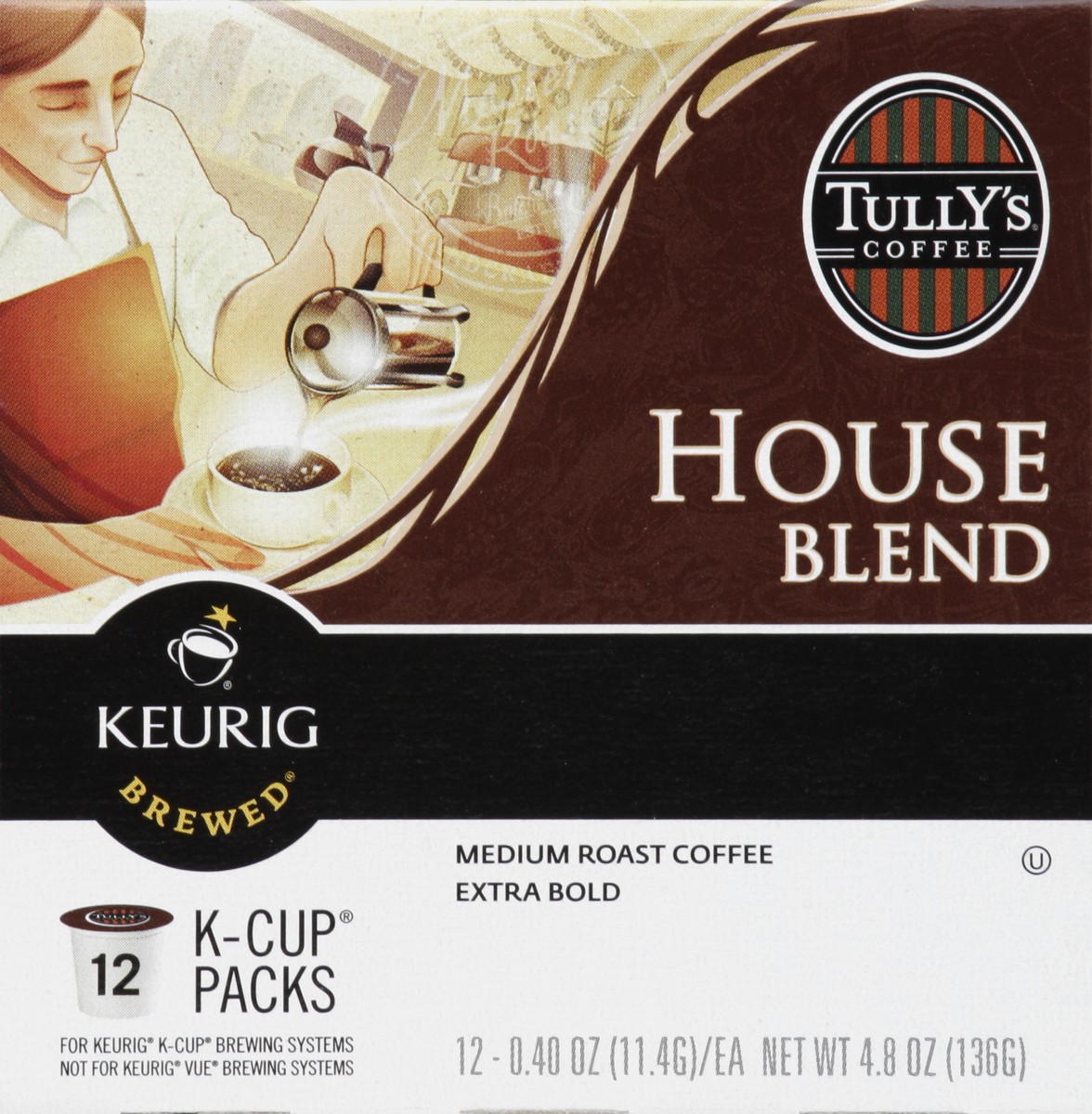 slide 3 of 5, Tully's Coffee House Blend K-Cups, 12 ct