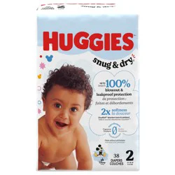 Huggies Snug & Dry Baby Diapers, Size 2 (12-18 lbs), 38 Ct