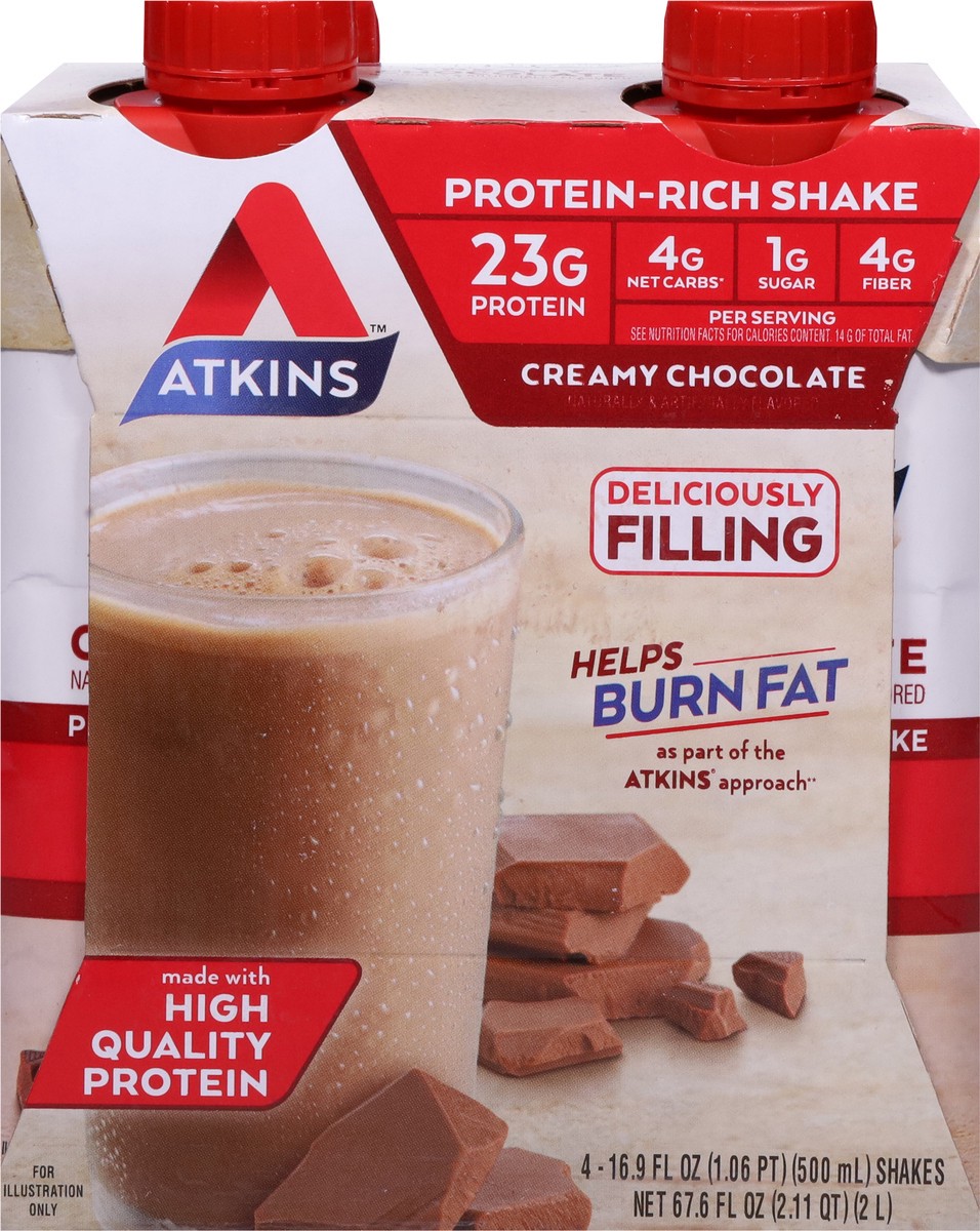 slide 6 of 9, Atkins Meal Creamy Chocolate Shake, 4 ct; 16.9 fl oz