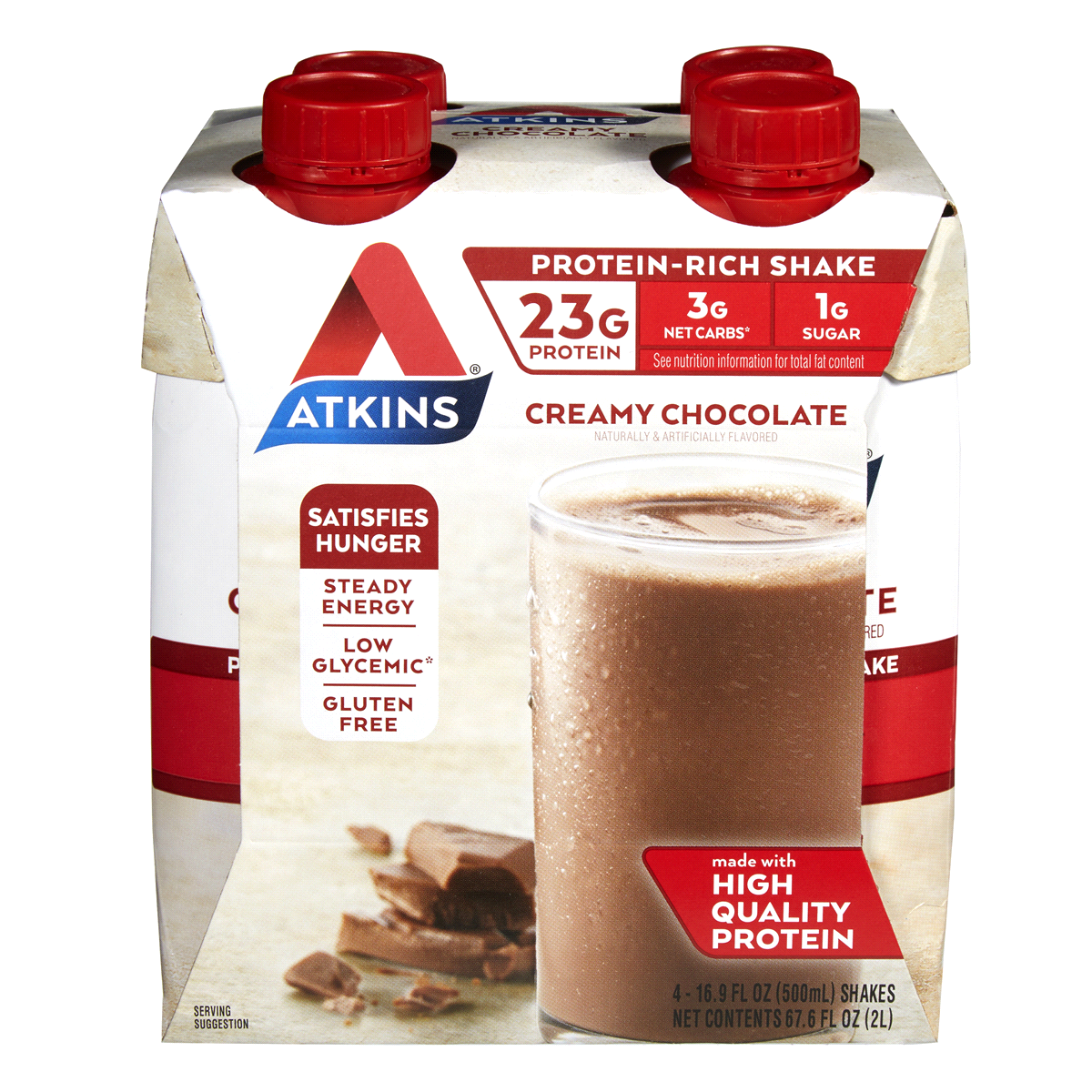 slide 1 of 1, Atkins Meal Creamy Chocolate Shake, 4 ct; 16.9 fl oz
