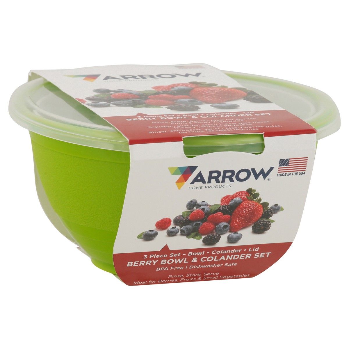 slide 4 of 9, Arrow Berry Bowl & Colander Set 3 Pieces, 16 oz