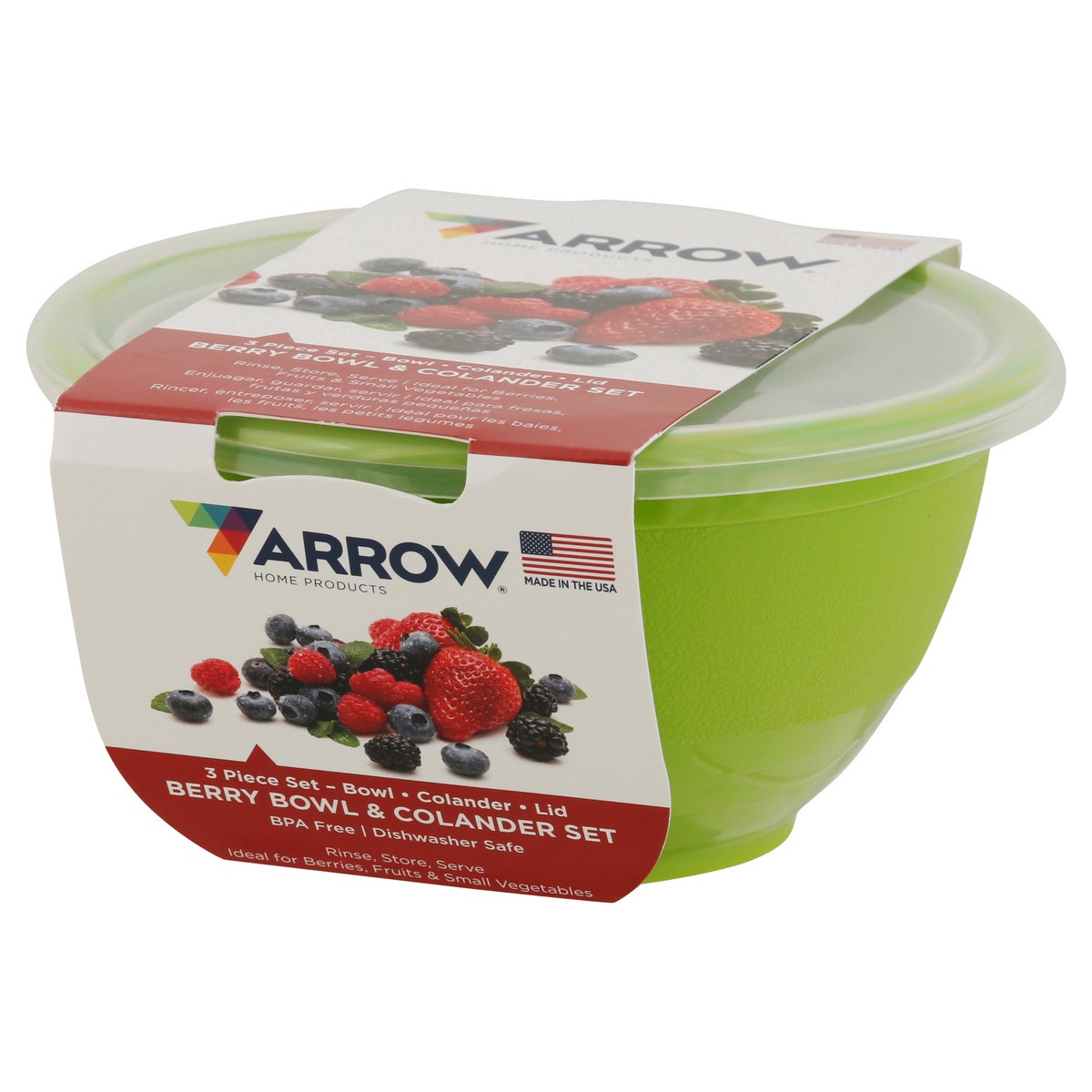 slide 7 of 9, Arrow Berry Bowl & Colander Set 3 Pieces, 16 oz
