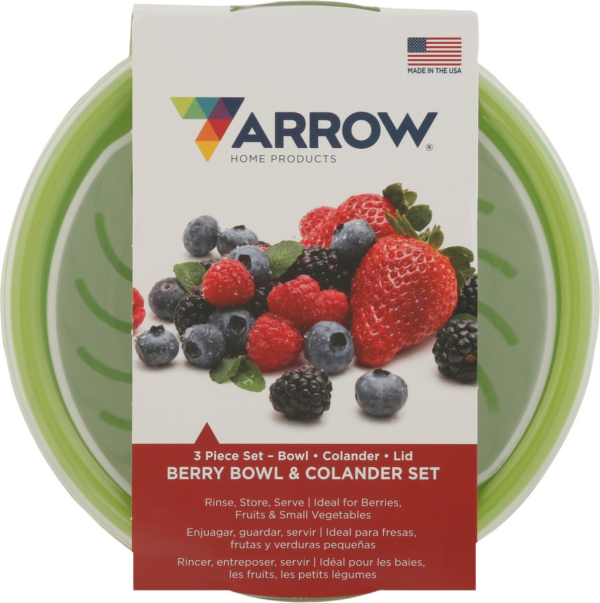 slide 6 of 9, Arrow Berry Bowl & Colander Set 3 Pieces, 16 oz
