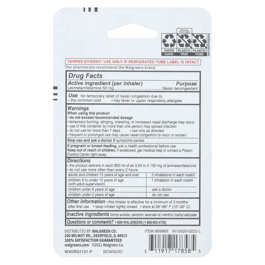 slide 2 of 5, Walgreens Vapor Inhaler, 3 ct; 0.01 oz