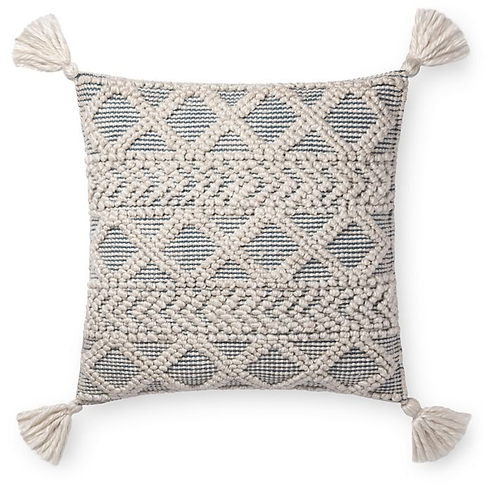 slide 1 of 1, Magnolia Home By Joanna Gaines Magnolia Home Tate Square Throw Pillow - Ivory/Blue, 1 ct