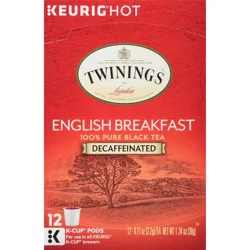 Twinings of London Decaffeinated English Breakfast 100% Pure Black Tea 12 ct K-Cup Pods 1.34 oz. Box - 1.34 oz
