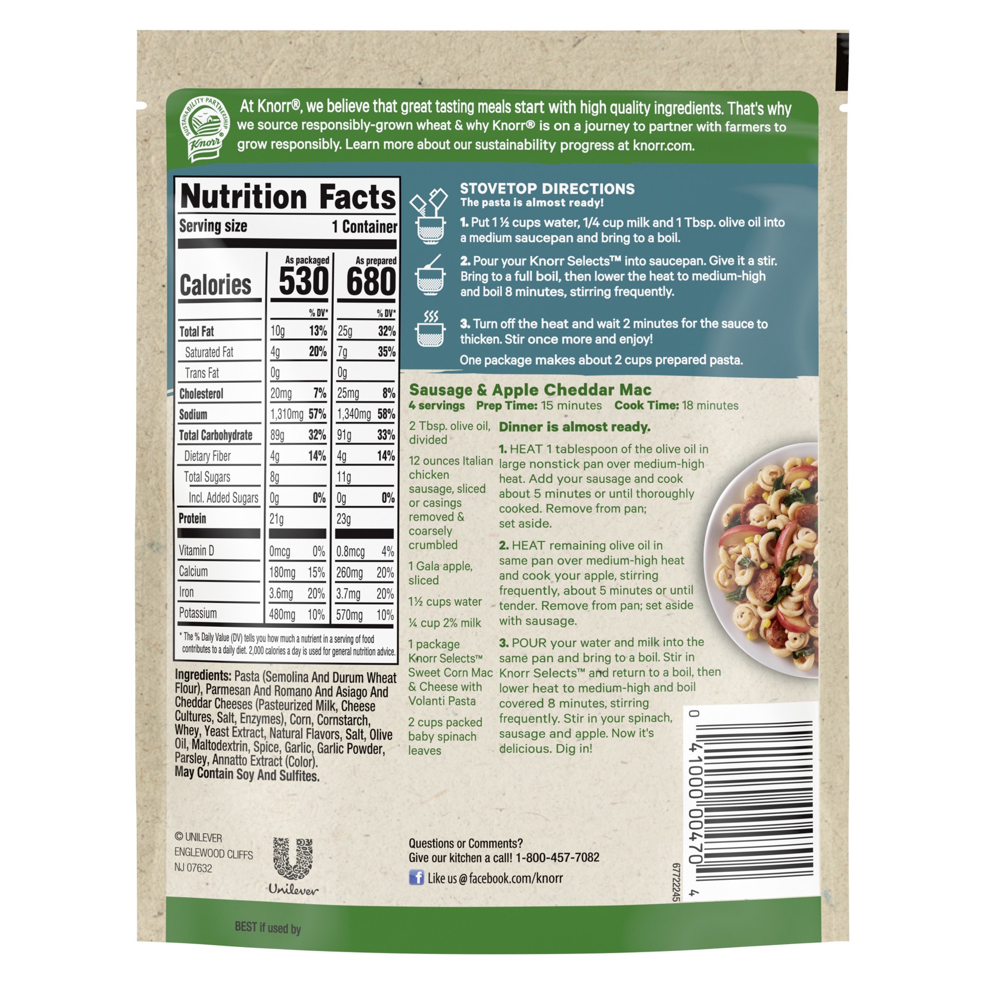 slide 2 of 4, Knorr Selects Pasta Side Dish Sweet Corn Mac & Cheese with Volanti Pasta, 4.6 oz, 4.6 oz