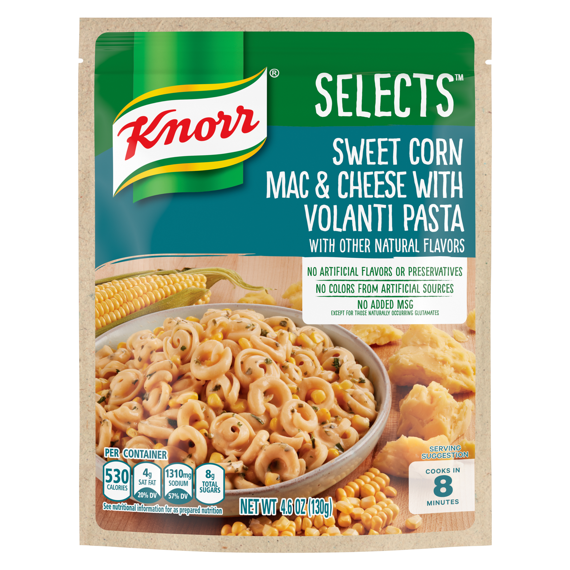 slide 3 of 4, Knorr Selects Pasta Side Dish Sweet Corn Mac & Cheese with Volanti Pasta, 4.6 oz, 4.6 oz