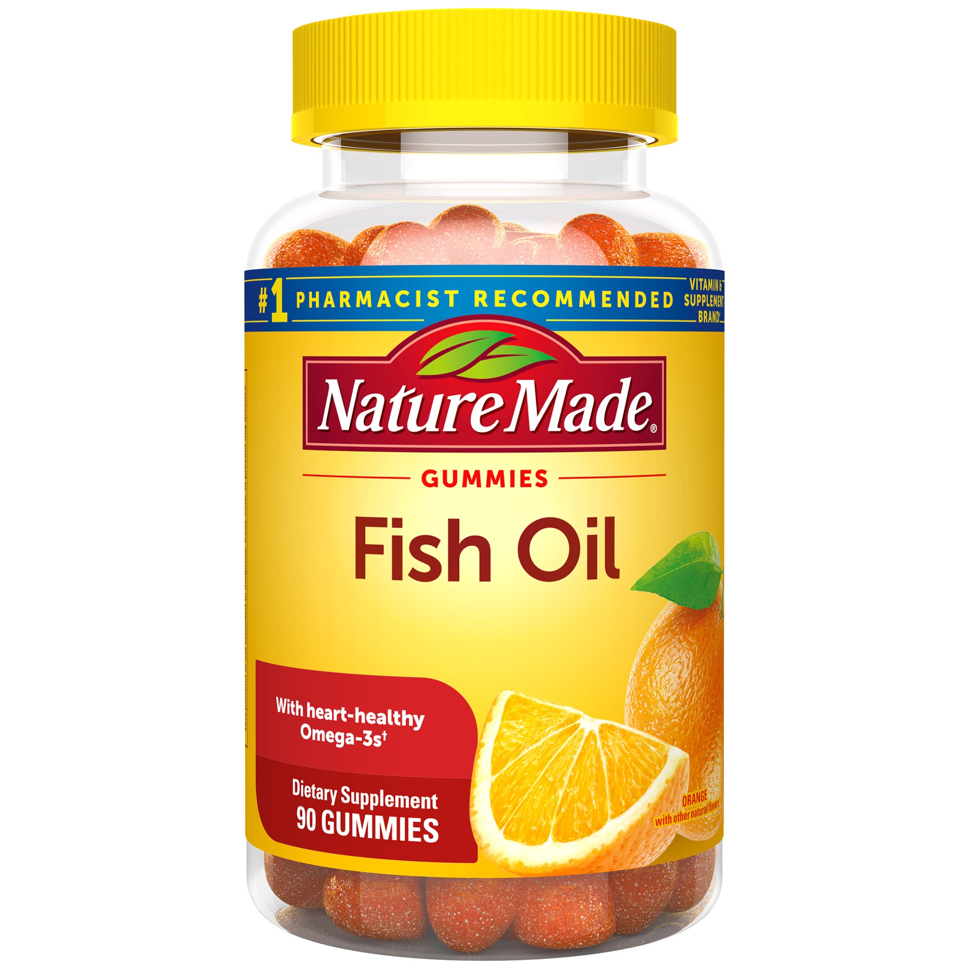 slide 1 of 12, Nature Made Fish Oil Gummies, Omega 3 Fish Oil Supplements, Healthy Heart Support, 90 Gummies, 45 Day Supply, 90 ct