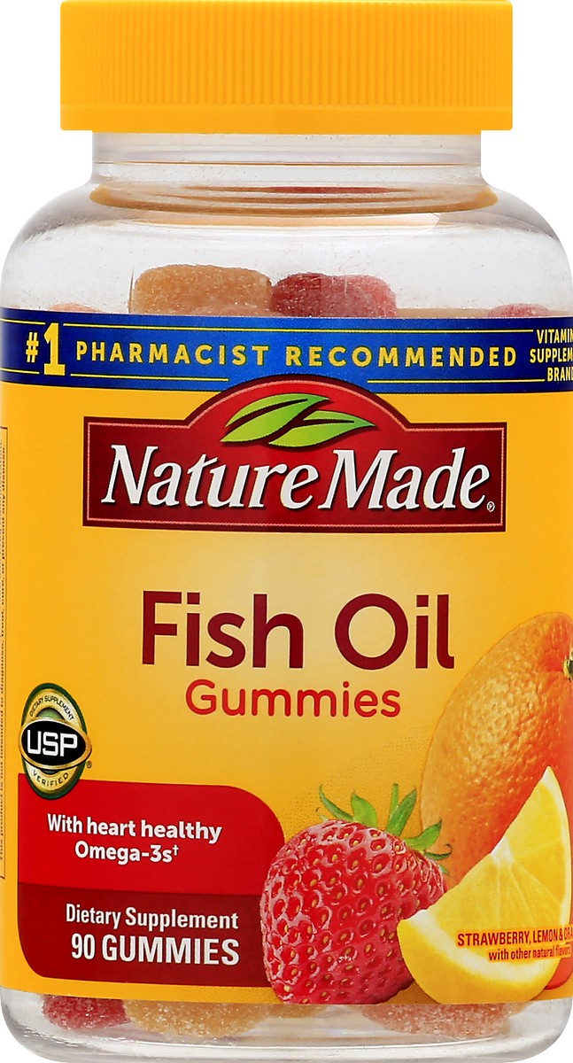 slide 5 of 12, Nature Made Fish Oil Gummies, Omega 3 Fish Oil Supplements, Healthy Heart Support, 90 Gummies, 45 Day Supply, 90 ct