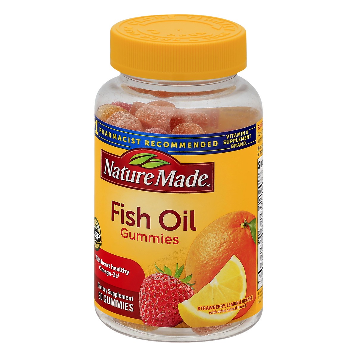 slide 11 of 12, Nature Made Fish Oil Gummies, Omega 3 Fish Oil Supplements, Healthy Heart Support, 90 Gummies, 45 Day Supply, 90 ct