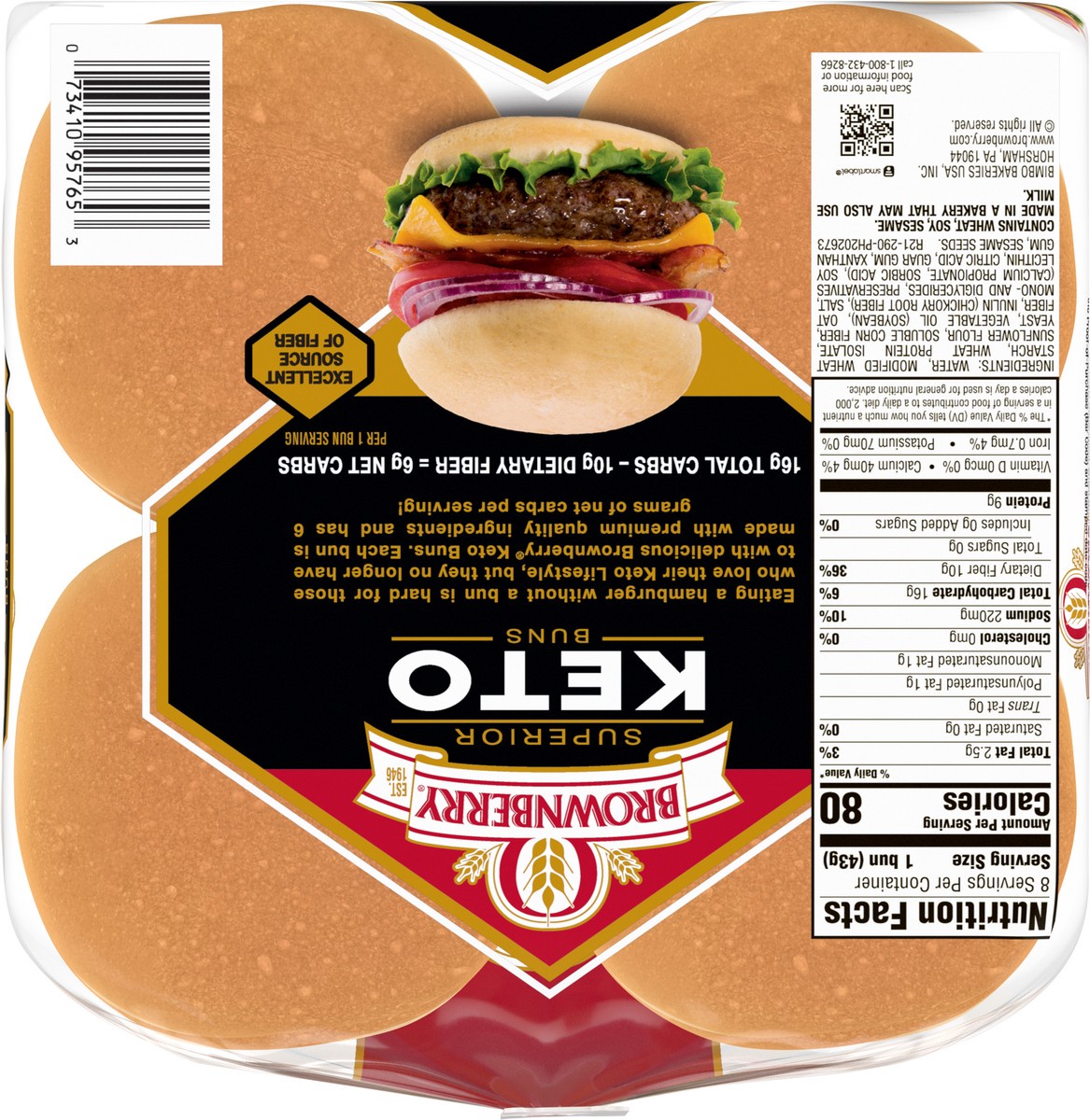 slide 6 of 7, Brownberry Keto Buns, 8 count, 12 oz, 8 ct