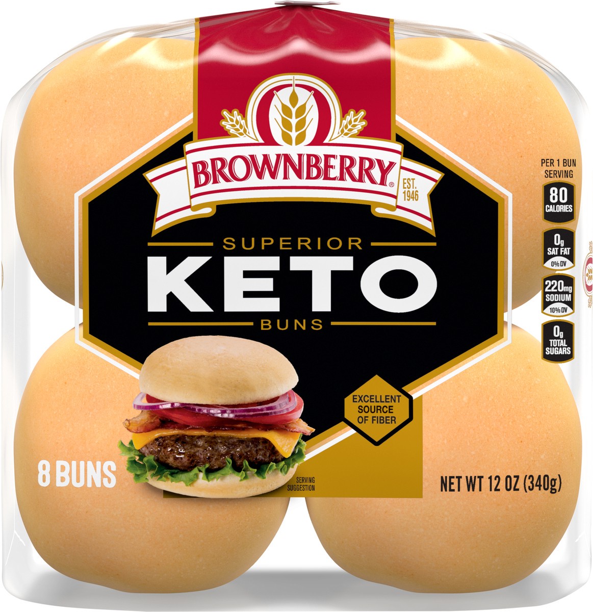 slide 5 of 7, Brownberry Keto Buns, 8 count, 12 oz, 8 ct