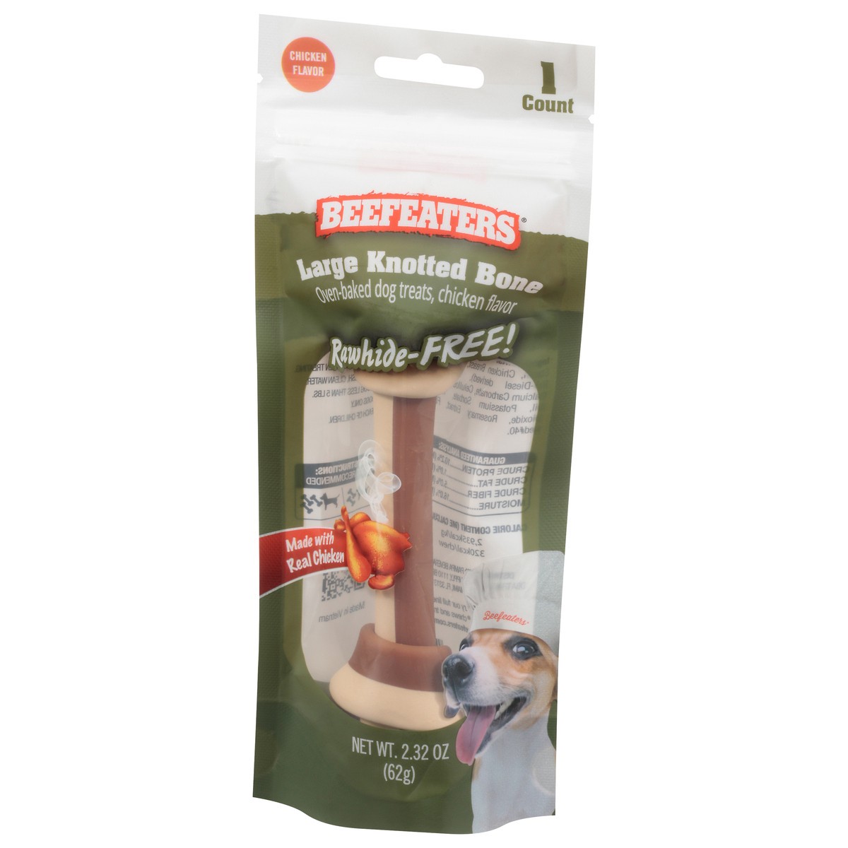 slide 6 of 14, Beefeaters Oven-Baked Knotted Bone Chicken Flavor Dog Treats Large 2.32 oz, 2.32 oz