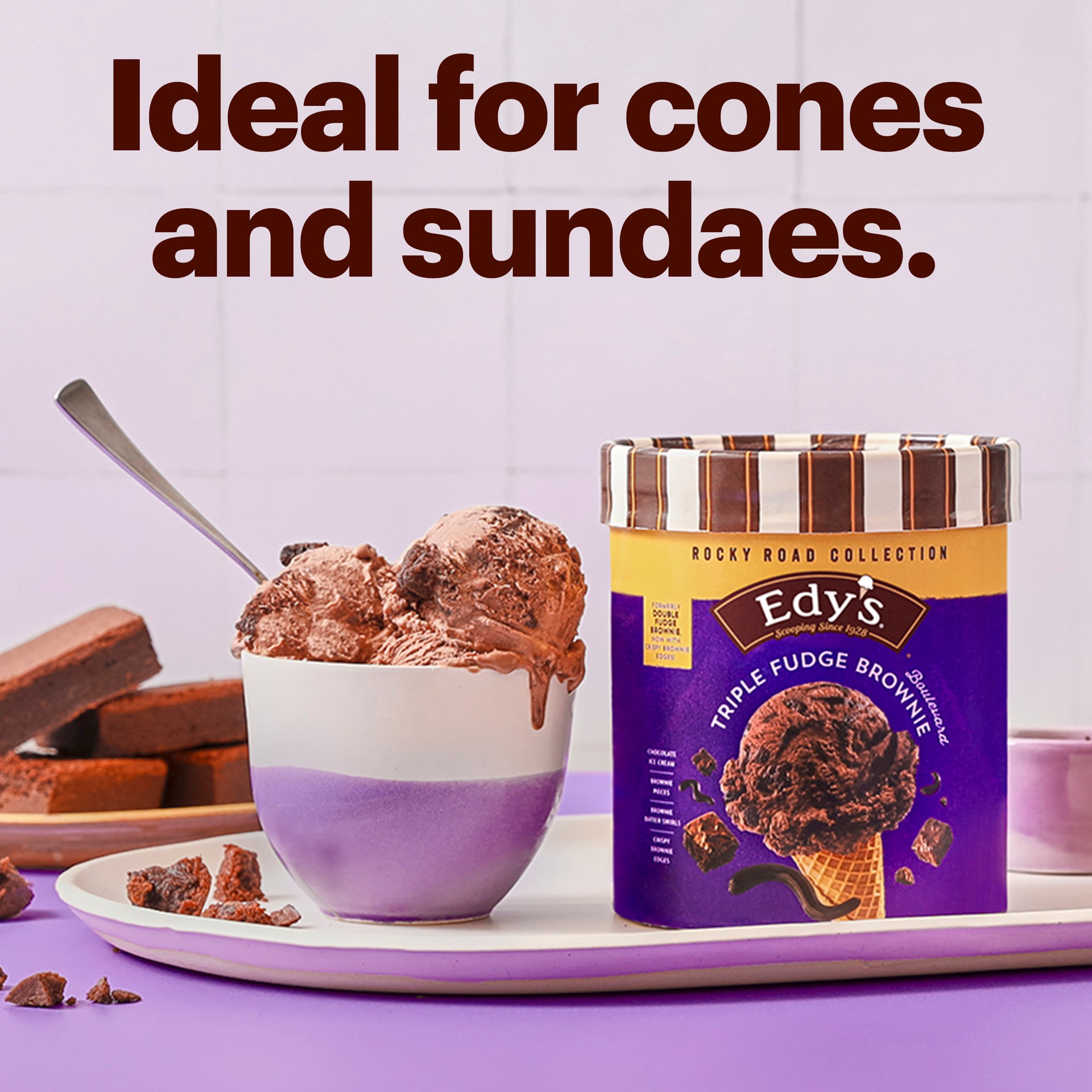 slide 5 of 5, Dreyer's Edy's Rocky Road Collection Triple Fudge Brownie Boulevard Ice Cream 1.5 qt, 1.5 qt