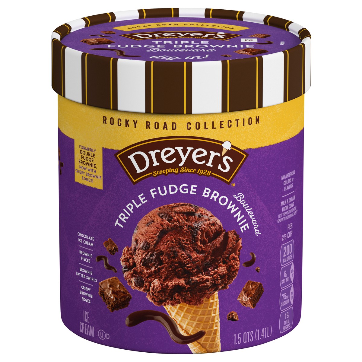 slide 1 of 5, Dreyer's Edy's Rocky Road Collection Triple Fudge Brownie Boulevard Ice Cream 1.5 qt, 1.5 qt