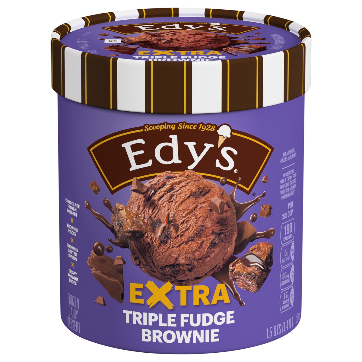 slide 1 of 5, Edy's Edy’s Extra Triple Fudge Brownie, 1.5 Qt, 1.5 qt