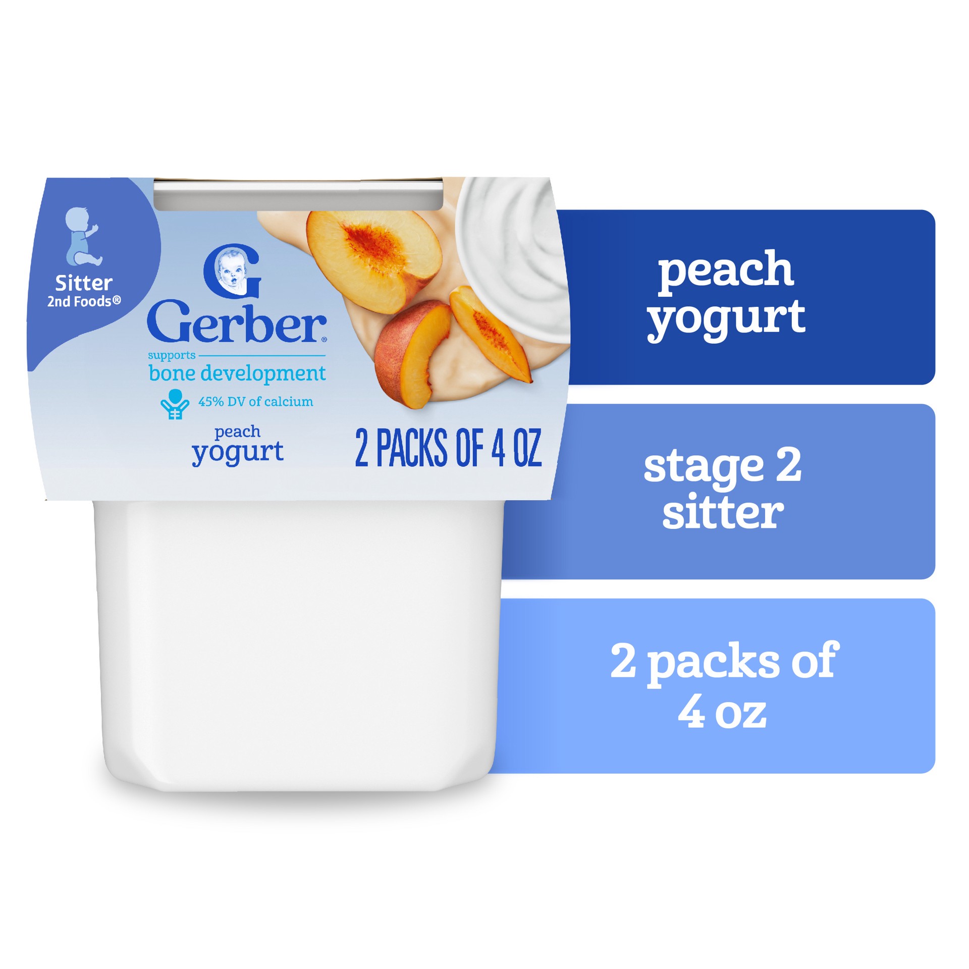 slide 1 of 13, Gerber Stage 2 Baby Food, Peach Yogurt Tubs, Baby Yogurt, 2PK, 8 oz