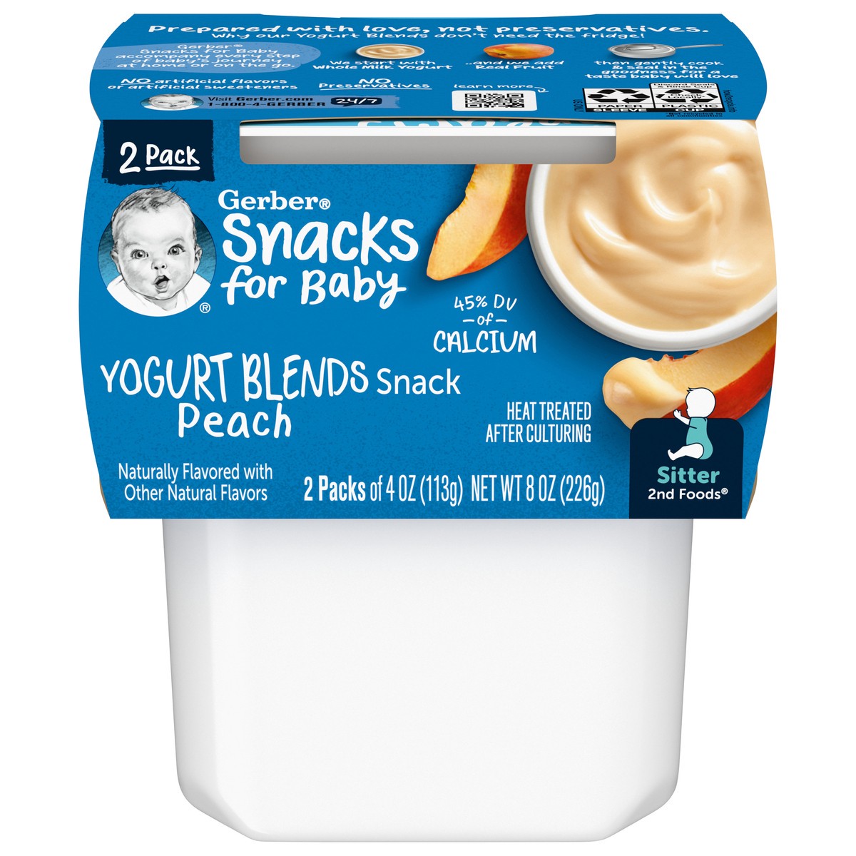 slide 1 of 13, Gerber Snacks for Baby Peach Yogurt Blends 2 - 4 oz Tubs, 8 oz