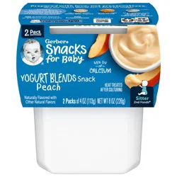 Gerber Snacks for Baby Peach Yogurt Blends 2 - 4 oz Tubs