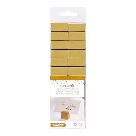 slide 1 of 3, 1" Gold Block Place Card Holders, 12ct. By Celebrate It, 12 ct