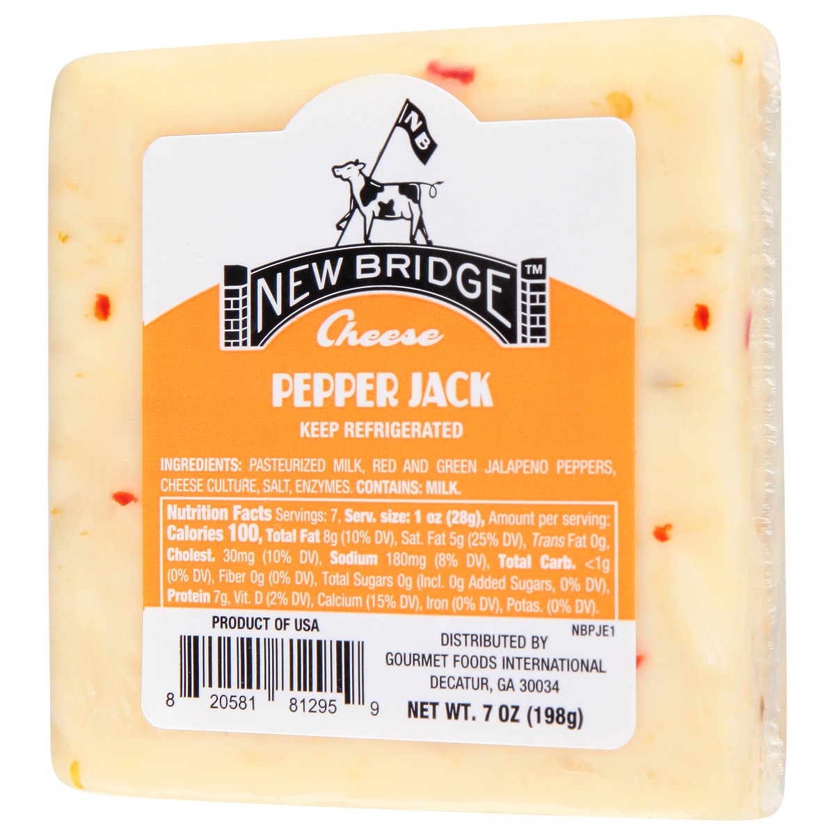 slide 3 of 9, New Bridge Cheese, Pepper Jack, 7 oz