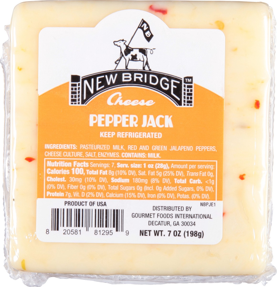 slide 6 of 9, New Bridge Cheese, Pepper Jack, 7 oz