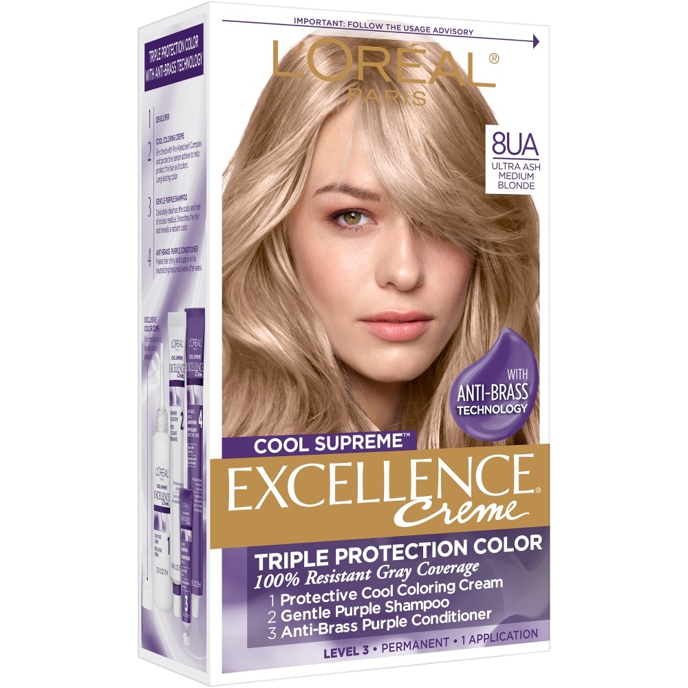 slide 1 of 1, L'Oréal Paris Excellence Creme Cool Supreme Permanent Hair Color 8UA Ultra Ash Medium Blonde, 1 ct