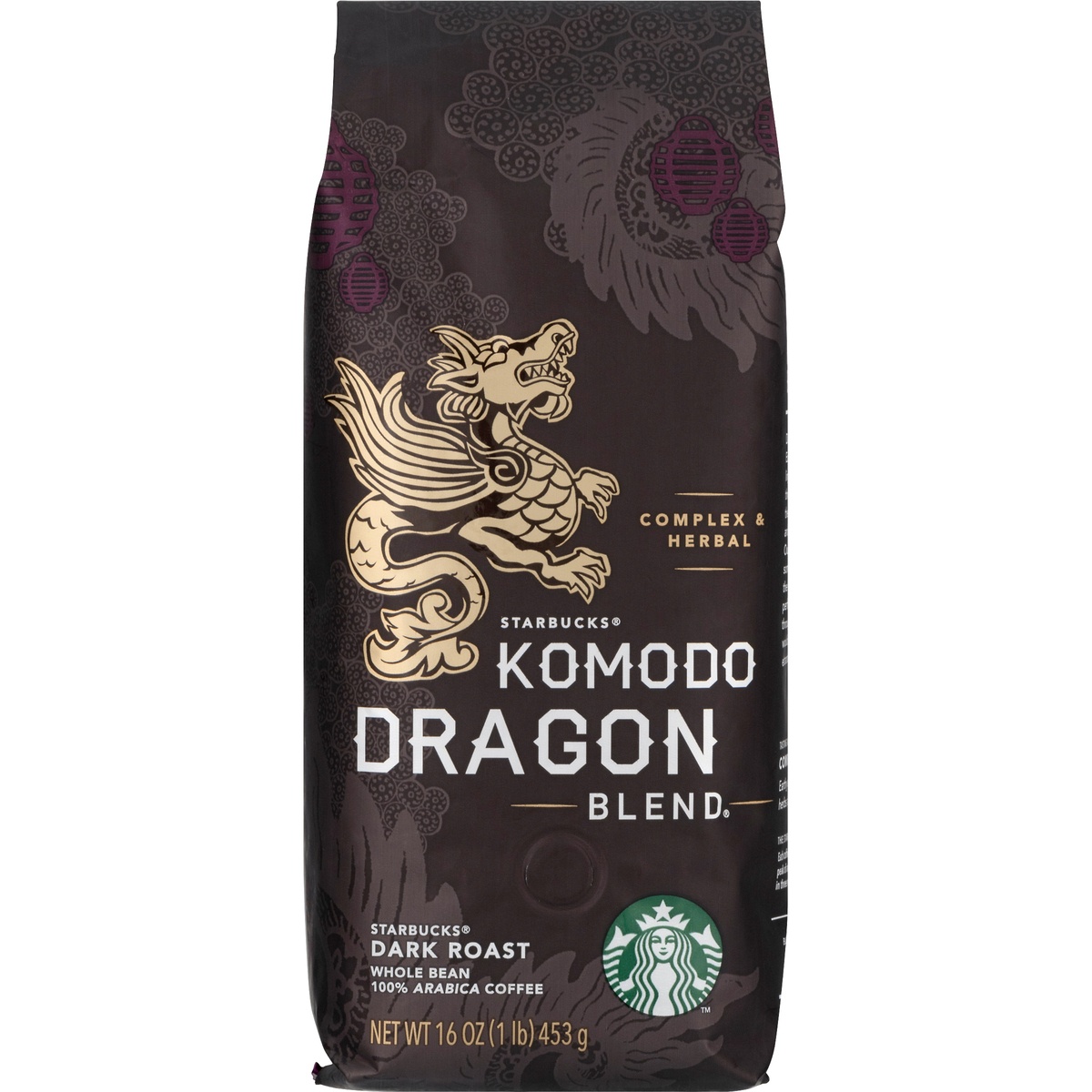 slide 1 of 1, Starbucks Coffee, Whole Bean, Dark Roast, Komodo Dragon Blend, 16 oz