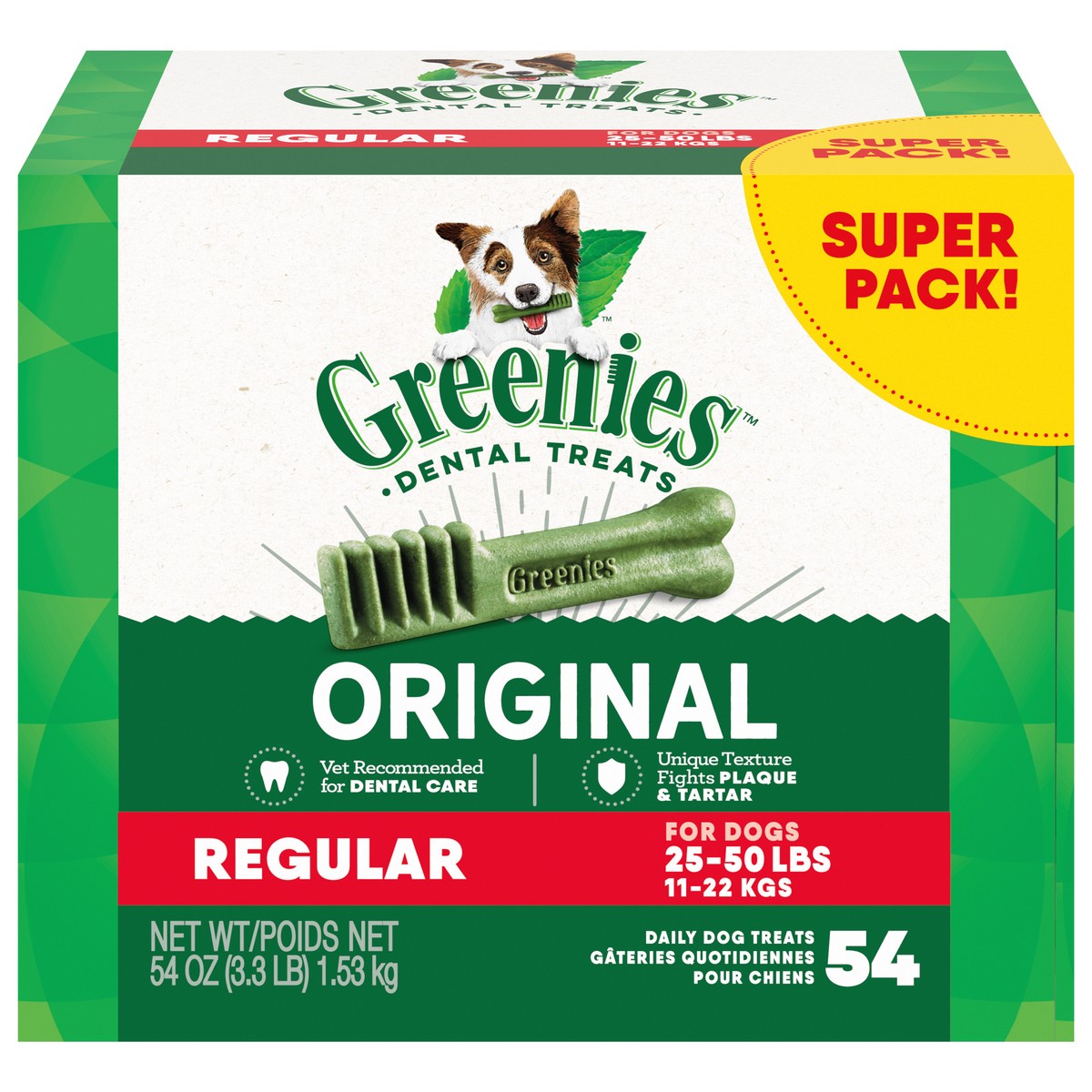 slide 1 of 4, Greenies Regular Original Dental Treats Super Pack 54 ea, 54 ct