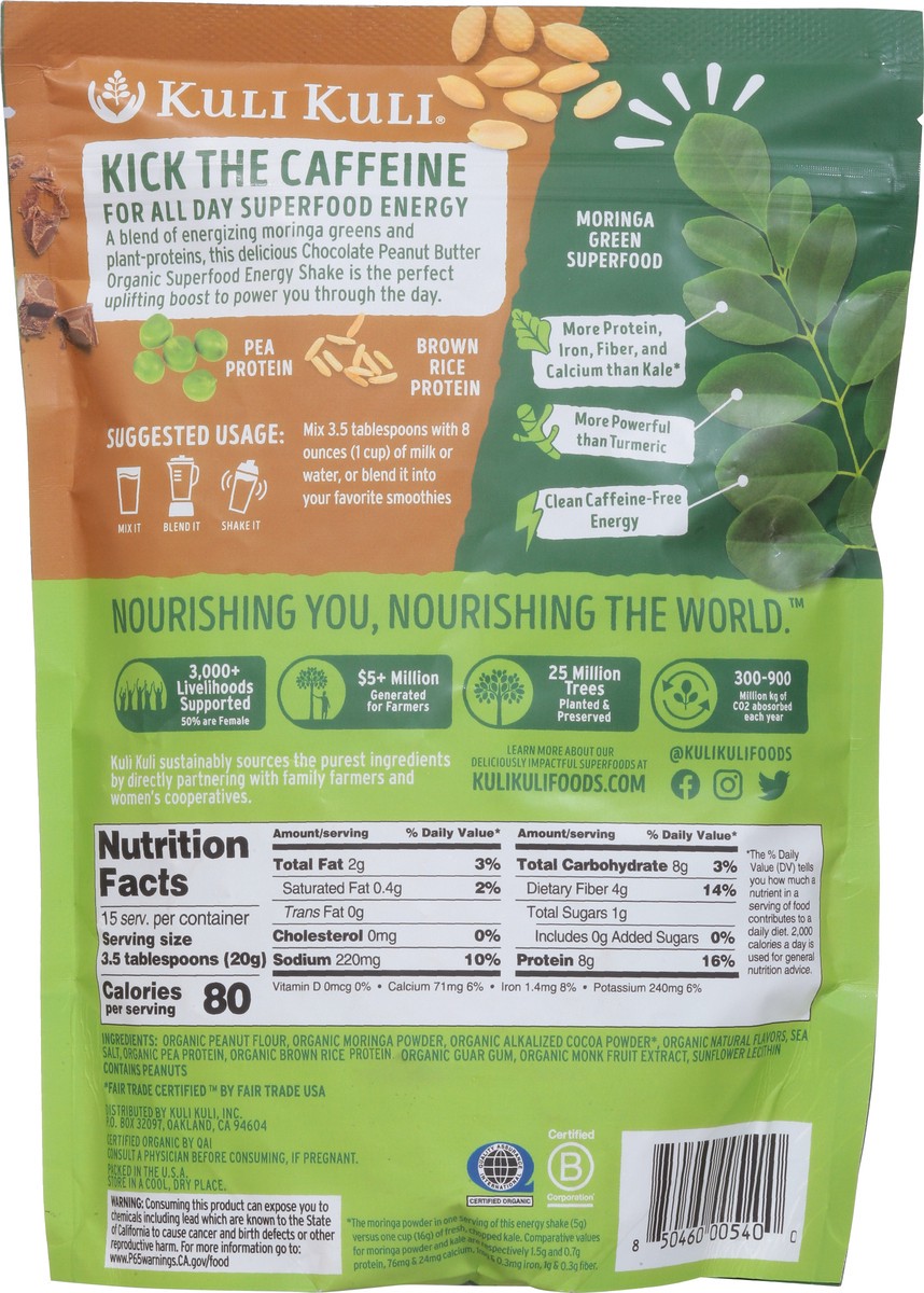 slide 5 of 9, Kuli Kuli Energy Shake Organic Chocolate Peanut Butter Superfood 10.7 oz, 10.7 oz